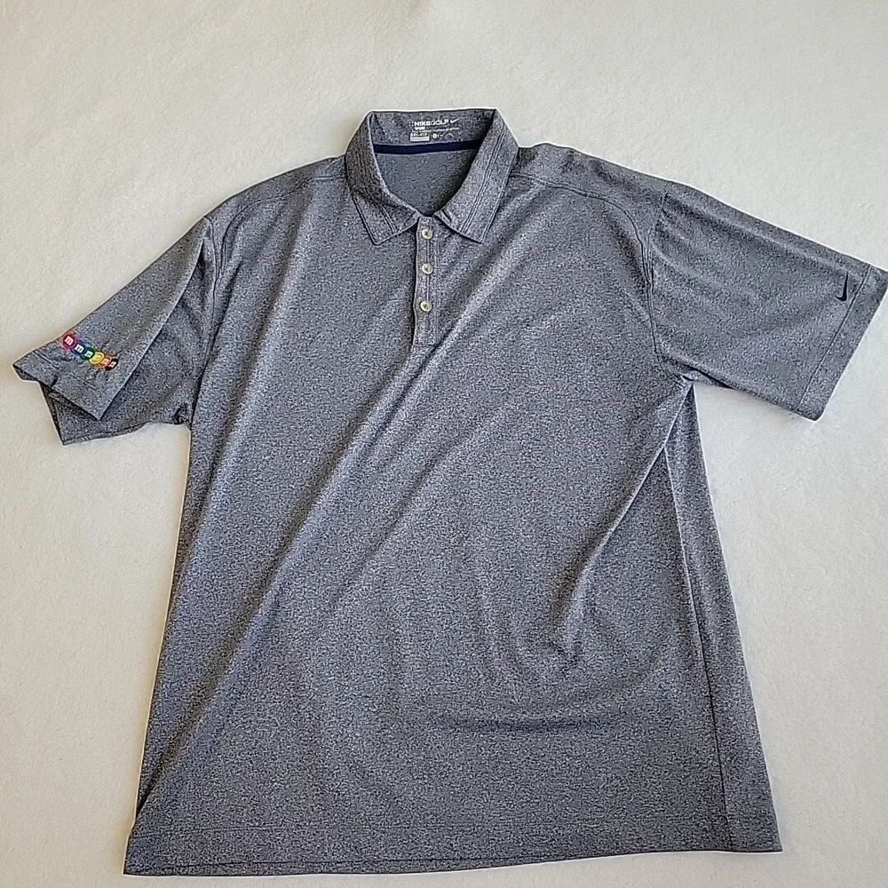 Mens Nike Dri Fit Athletic Polo Shirt Size XL Blue Golf Short Sleeve M&M‎ Logo